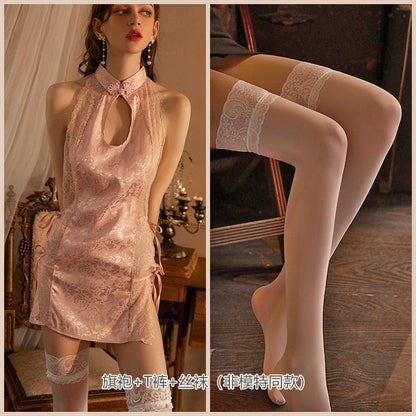 Variant image for Dam Nattklänning Ermlös Hög Krage Spetsdetaljer Polyester Spandex Nylon-5