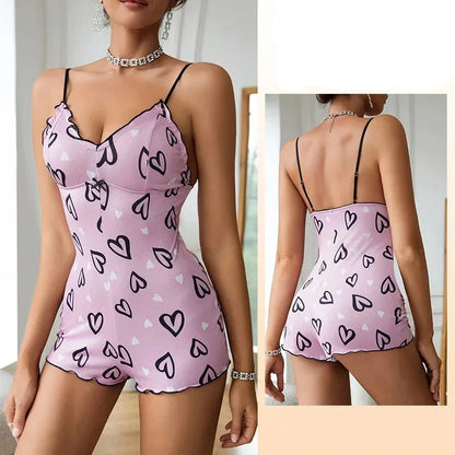 Dam Pyjamas Set Kort Ärmlös Polyester med Korta Byxor-1