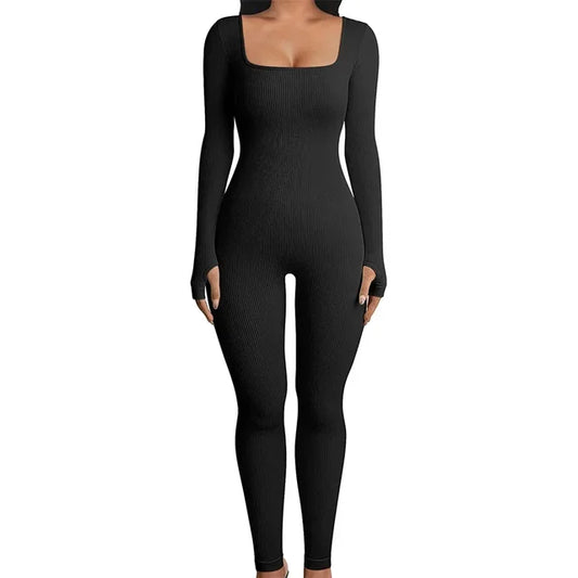 Dam Jumpsuit Lång Byxa Stretchig Polyester Spandex-1