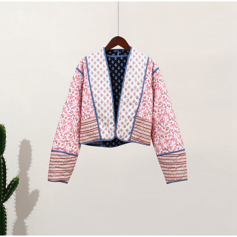 Damjacka Blommönster Högkvalitativt Material Jackor Dam-1