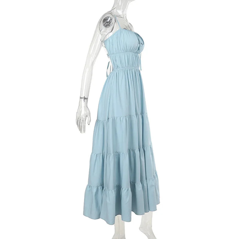 Dam Maxiklänning A-linje Strandlook Bomull Polyester för Sommar-5