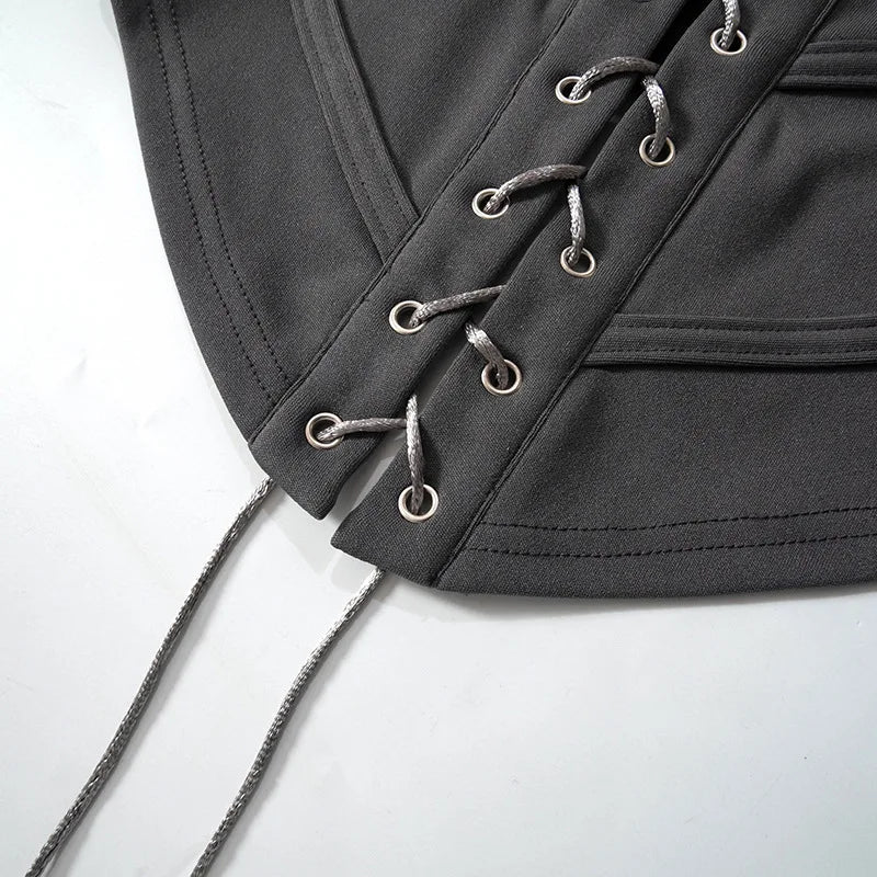 Dam Crop Top Långärmad Bandage Polyester Spandex 5