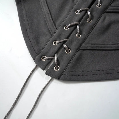 Dam Crop Top Långärmad Bandage Polyester Spandex 5