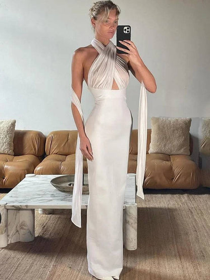 Variant image for Kvinnors Lång Klänning Monokrom Polyester Spandex-4