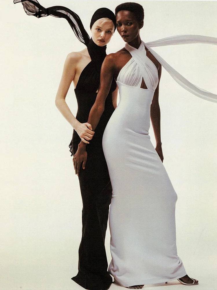 Kvinnors Lång Klänning Monokrom Polyester Spandex-5