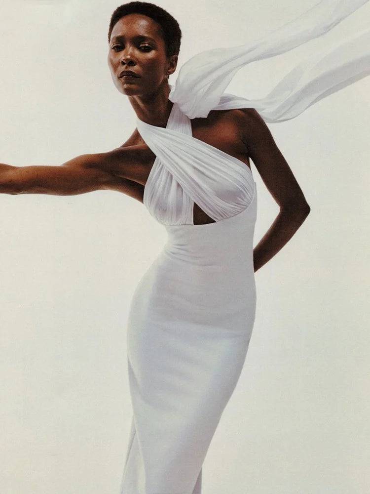 Kvinnors Lång Klänning Monokrom Polyester Spandex-4