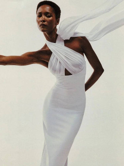 Kvinnors Lång Klänning Monokrom Polyester Spandex-4