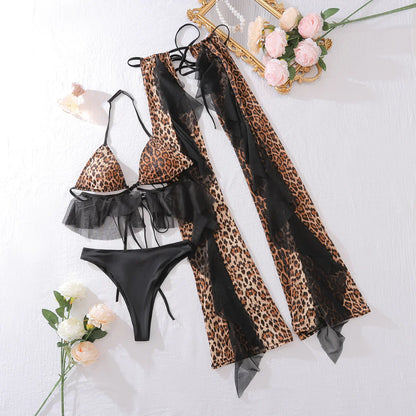 Damunderkläder Set Leopardmönster Polyester Snygga Underkläder Dam-1