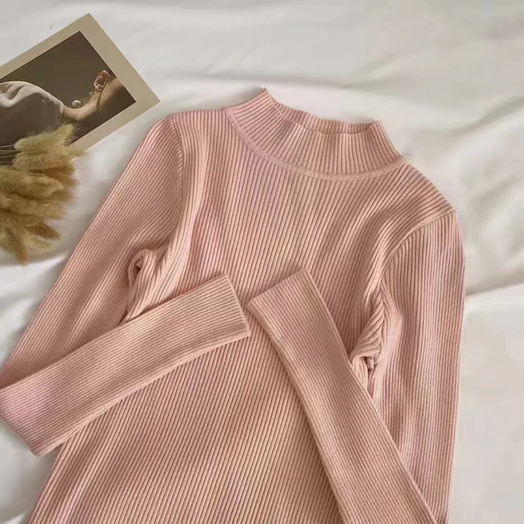 Variant image for Kvinnor Turtleneck Tröja Ribbad Mjuk Stickmix-12