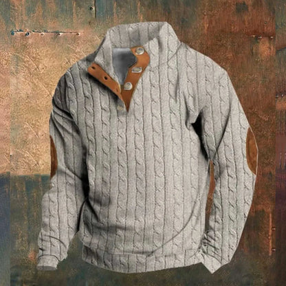 Variant image for Herr Tröja Knappkrage Jacquard Mönster Högkvalitativ Bomull Polyester-26