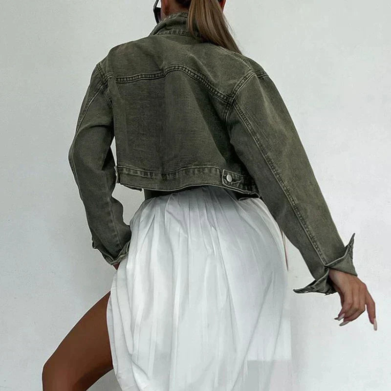 Dam Jeansjacka Oversize med Rymliga Fickor i Denim 3