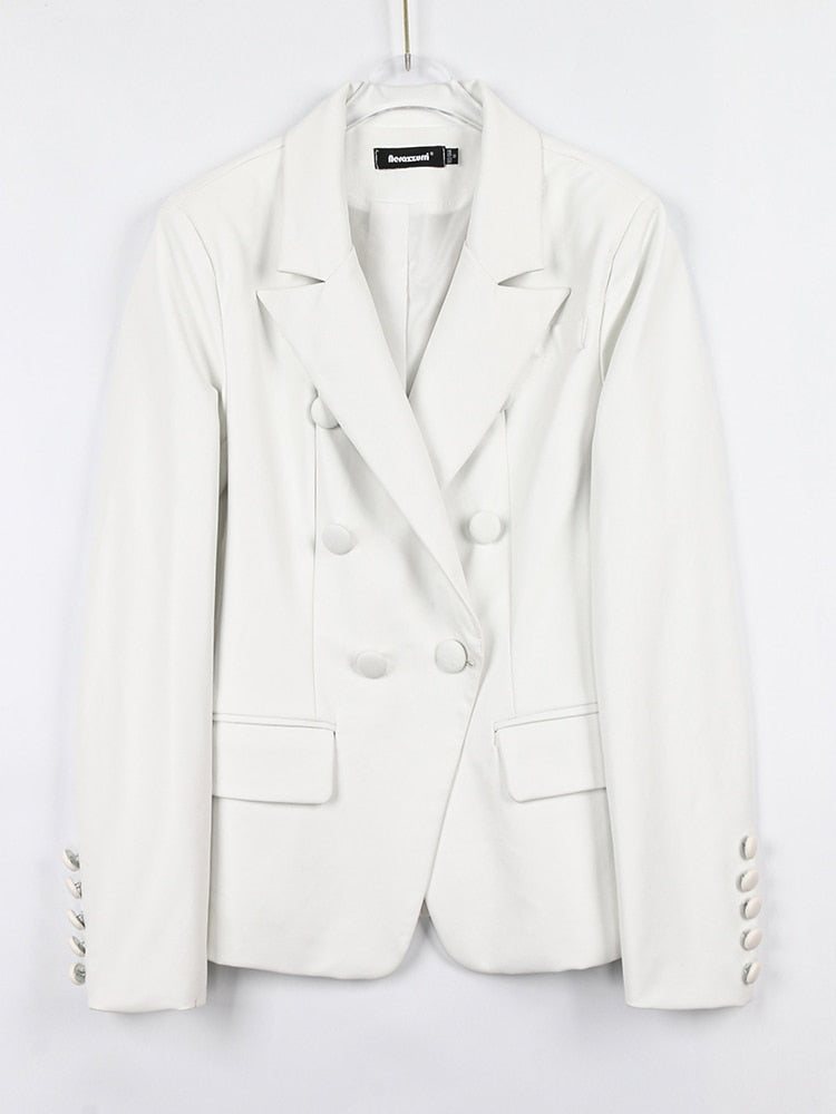 Variant image for Dam Blazer Trendig Syntetiskt Läder Spetsig Krage Relaxed Fit-2