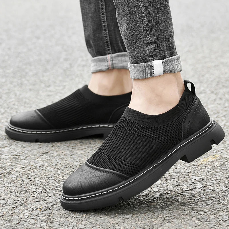 Herr Loafers Slip-on Andningsbart Mesh Läder-6