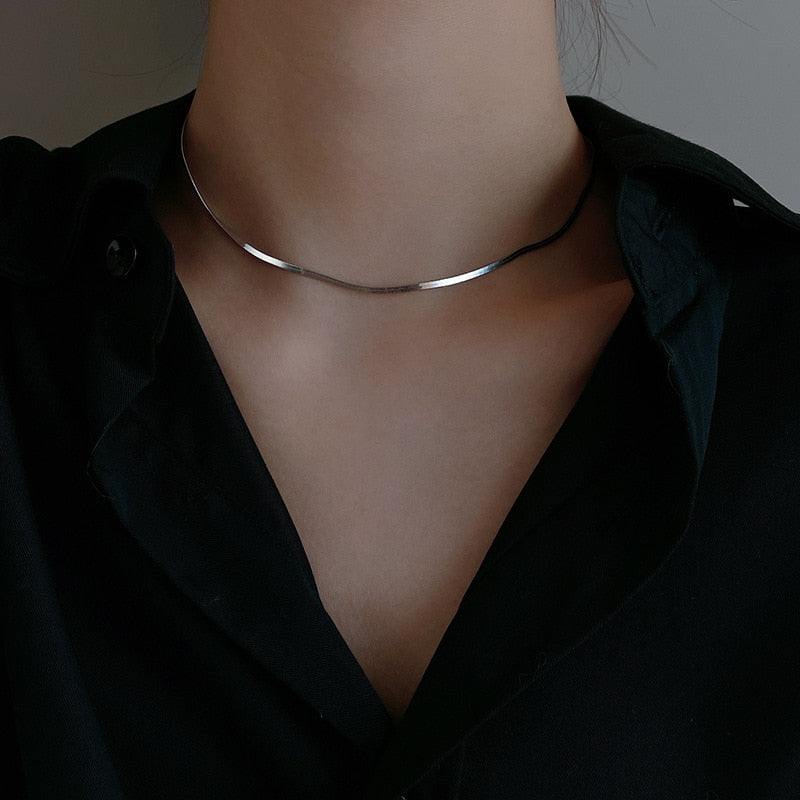 Dam Halsband Ormbensdesign i 925 Sterling Silver Justerbar Längd-6
