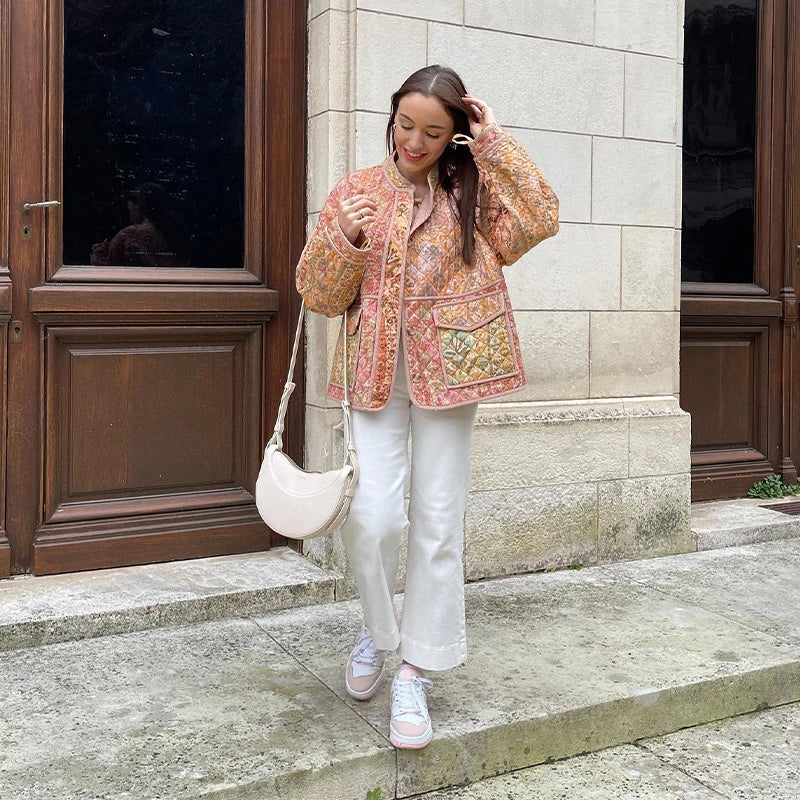 Damjacka Elegant Rund Halsringning Mjuk Kashmir Ull med Fickor-4