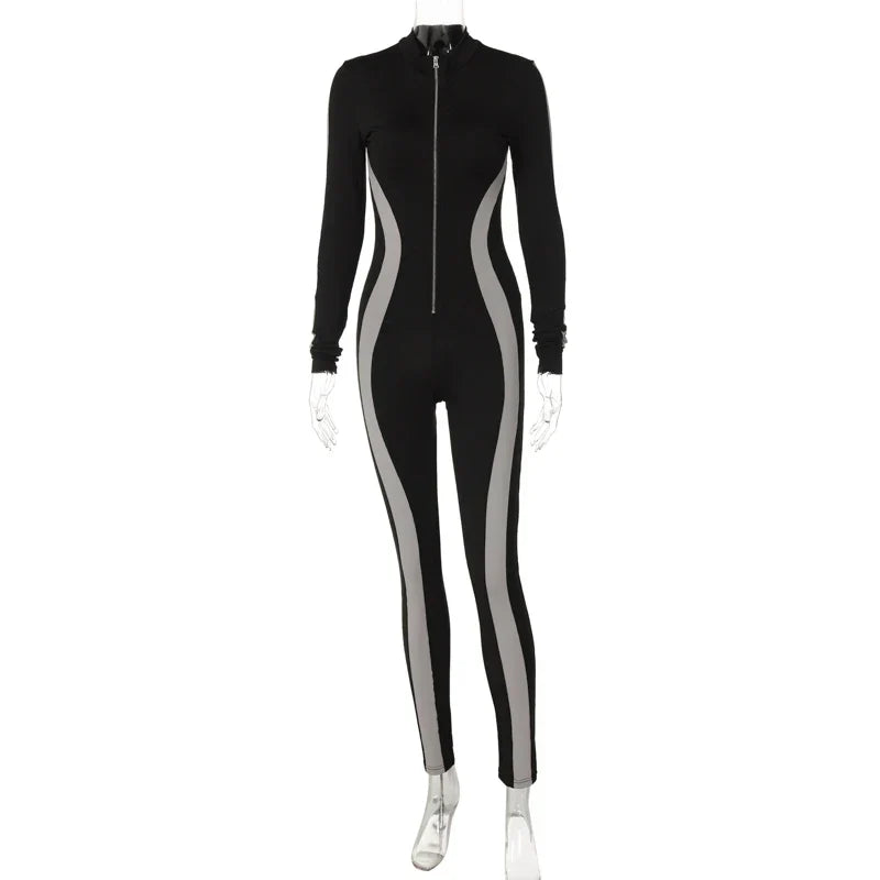 Dam Jumpsuit Ankellång med Dragkedja Polyester Spandex-1