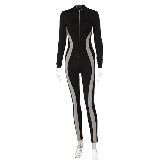 Dam Jumpsuit Ankellång med Dragkedja Polyester Spandex-1