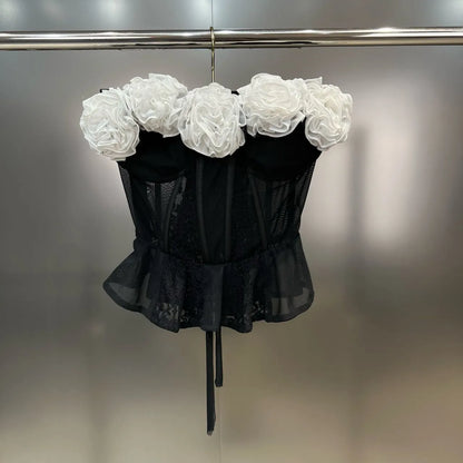 Dam Bustier Kort Patchwork Polyester-1