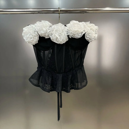 Dam Bustier Kort Patchwork Polyester-1