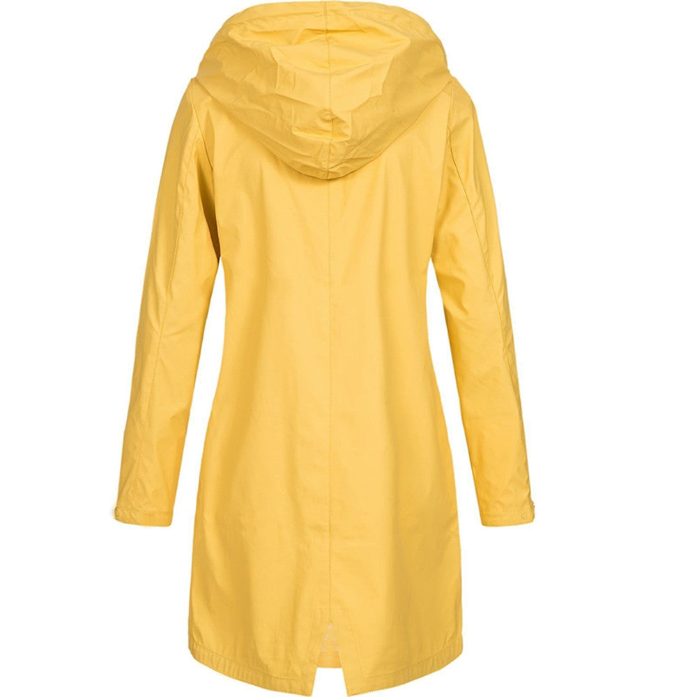 Dam Regnjacka Vattentät Sportig Design Polyester med Huva-4