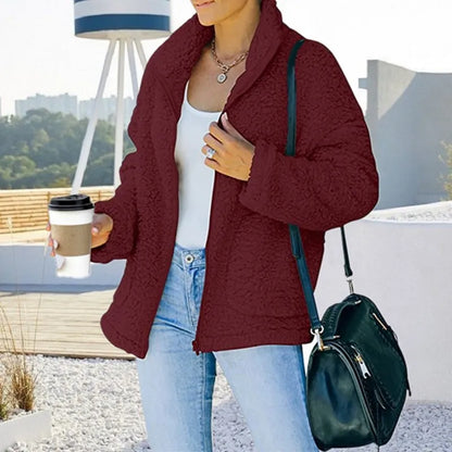 Vändbar Fleecejacka Dam i Mjuk och Varm Fleece – Elegant och Mångsidig Design för Höst och Vinter 11
