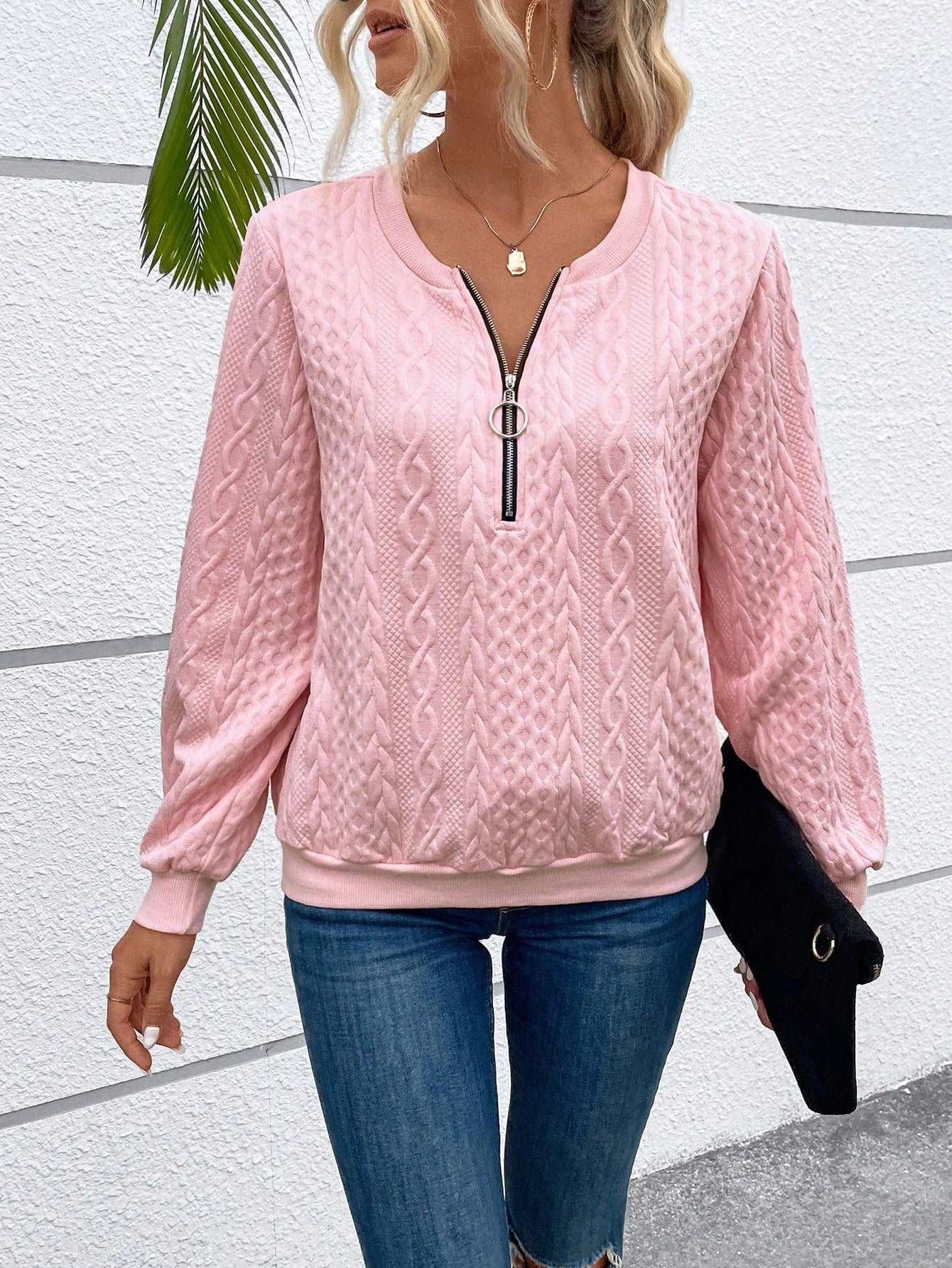 Dam Tröja med Dragkedja Modern Design Mjuk Andningsbar Tyg-5