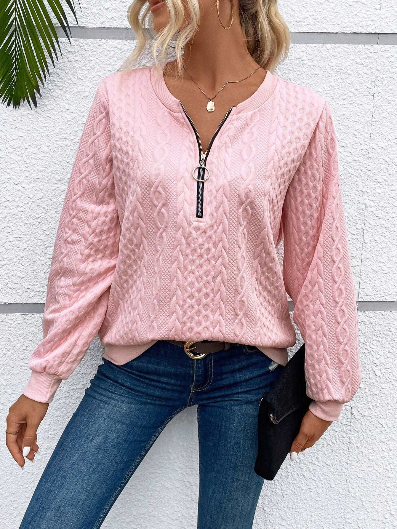 Dam Tröja med Dragkedja Modern Design Mjuk Andningsbar Tyg-3