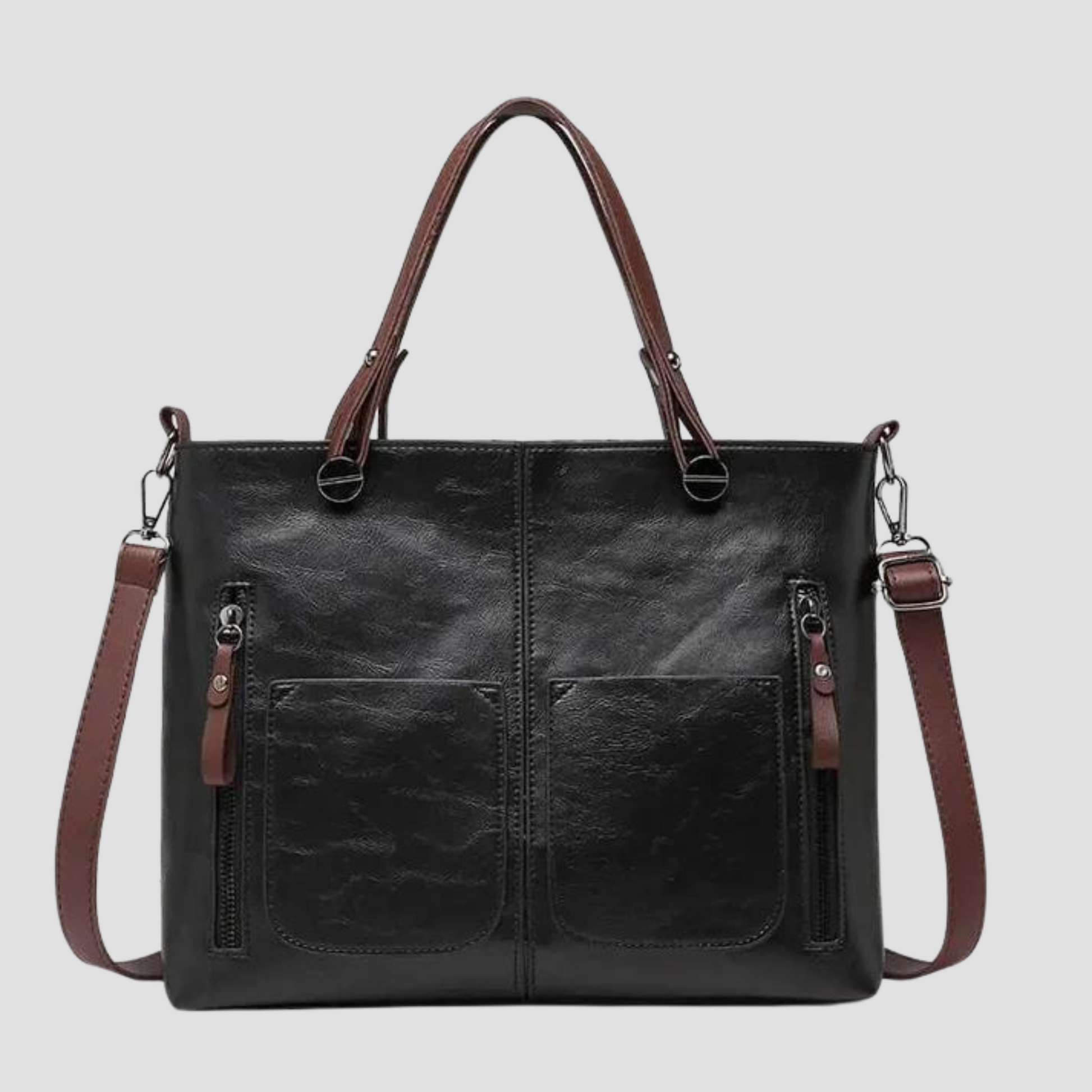 Dam Axelväska Vintage Läder Axelremsväska Skinn-6