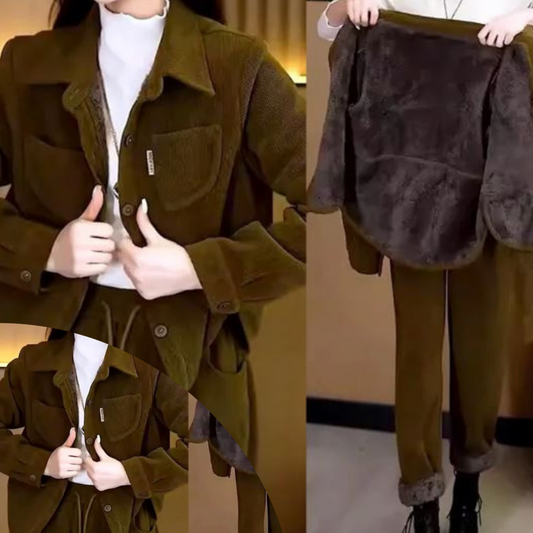 Kvinno Kostym Jacka och Byxor Vintage Stil Högkvalitativt Tyg-2