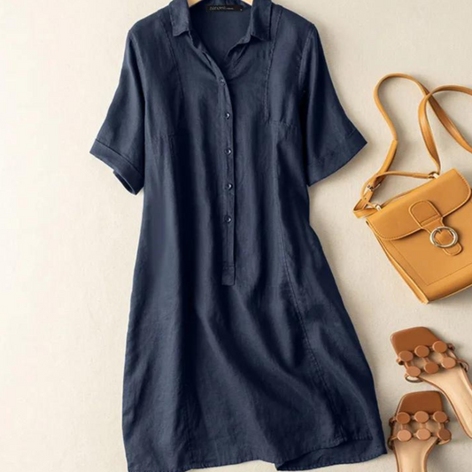 Damklänning Midi Armé Stil Andningsbara Tyger-1