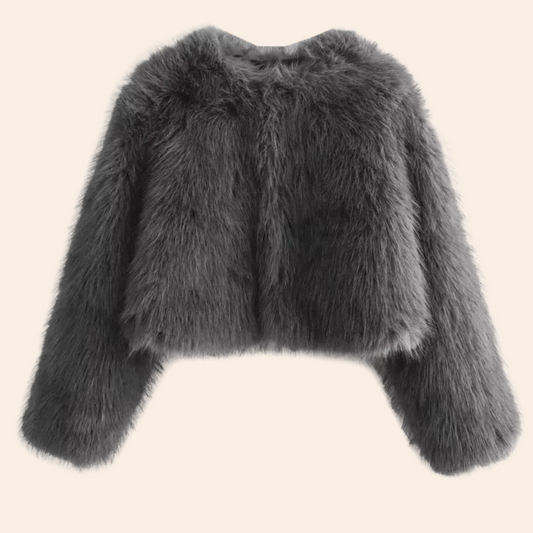 Kvinnors Kort Vinterjacka Syntetisk Päls Elegant och Modern-1