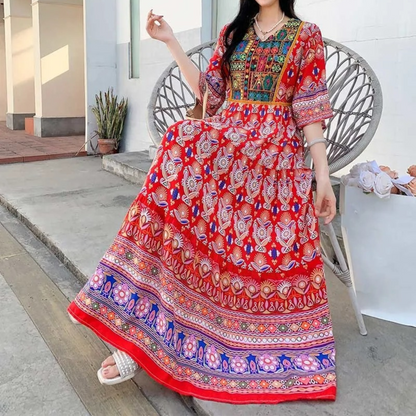 Variant image for Maxiklänning Dam Tryckt Lång Klänning i Lätta Tyger-11