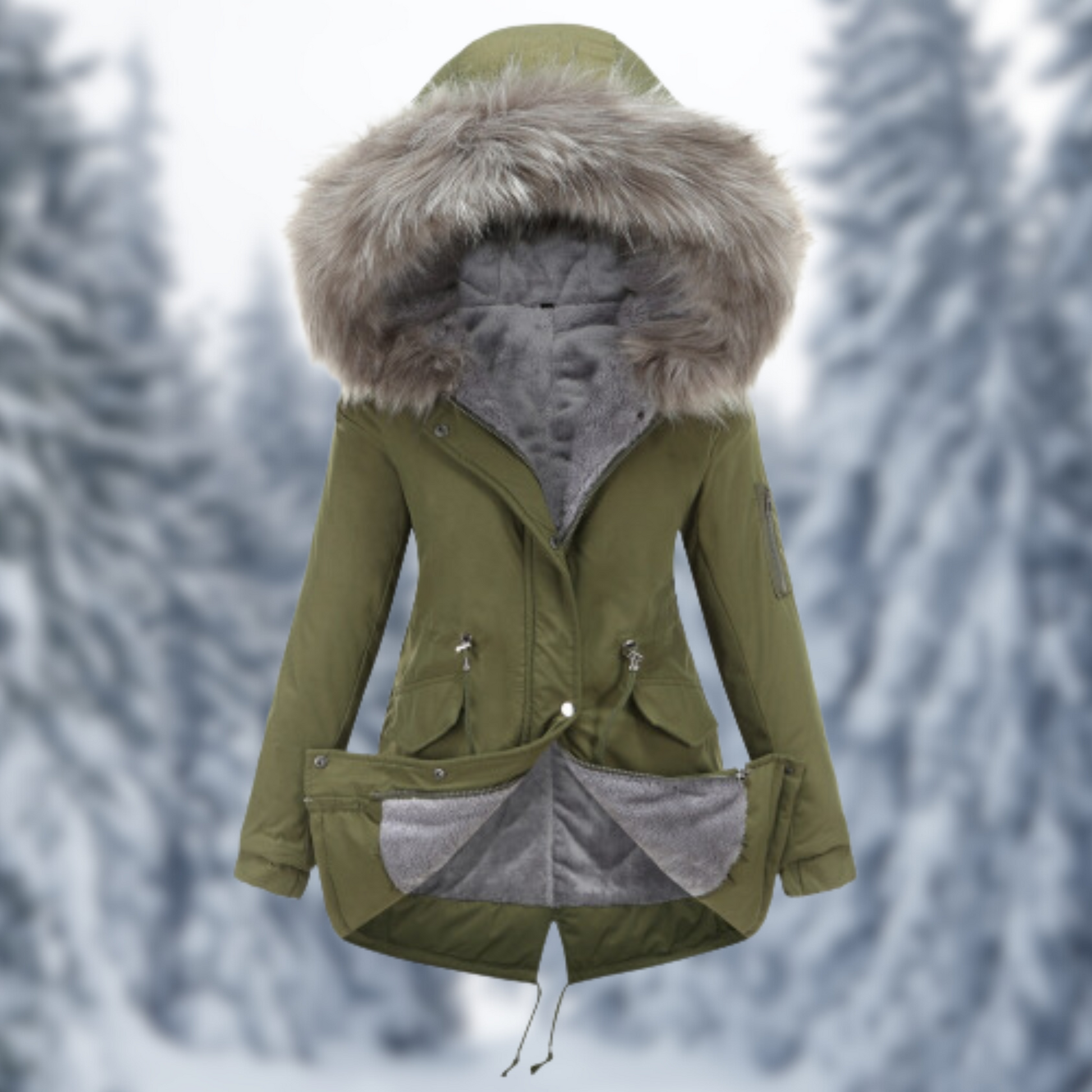 Variant image for Dam Kappa Vinterkappa Elegant Mjuk Pälsfoder-25