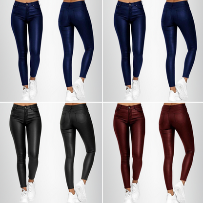 Byxor Dam Casual Veganläder med Bekväm Passform-2