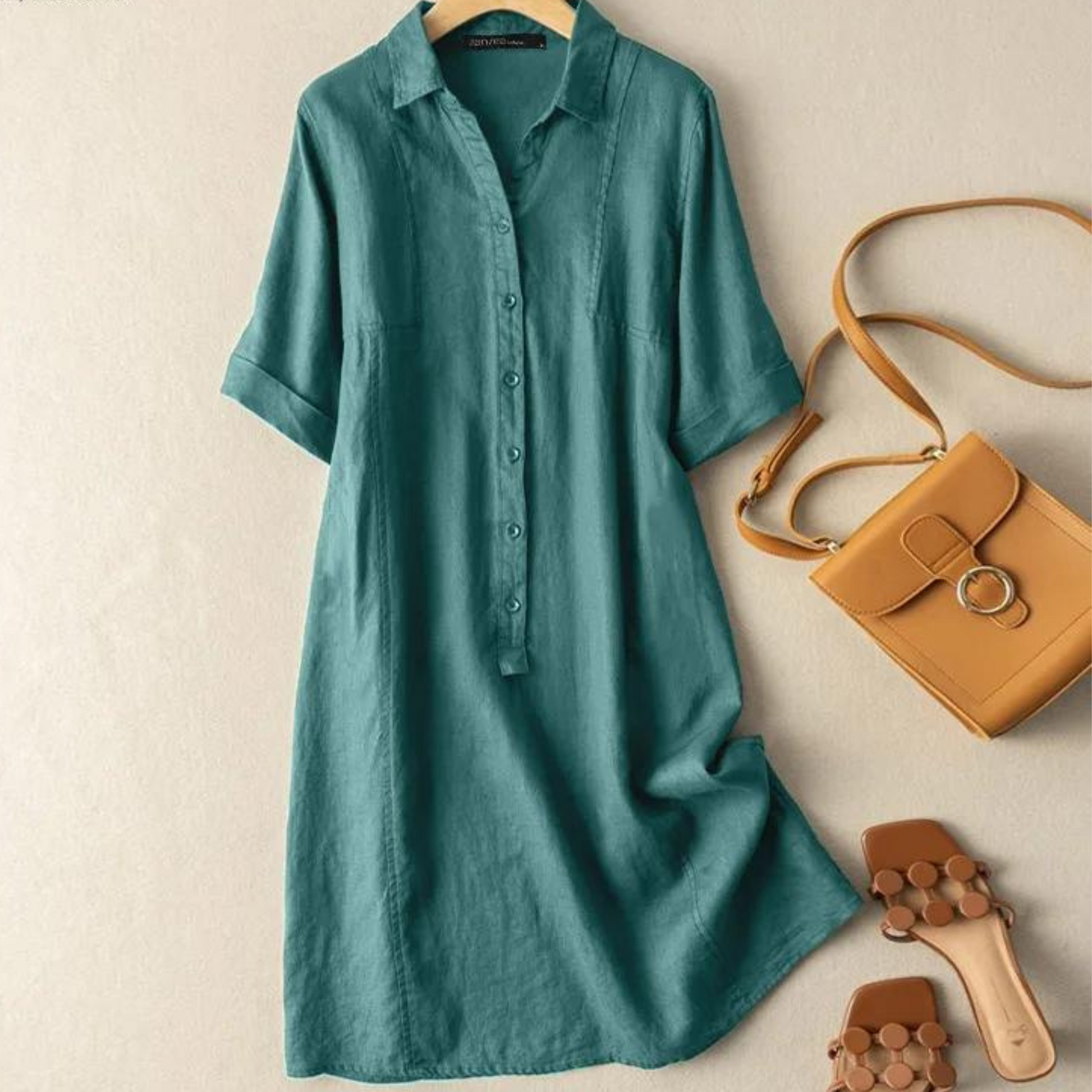 Variant image for Damklänning Midi Armé Stil Andningsbara Tyger-6