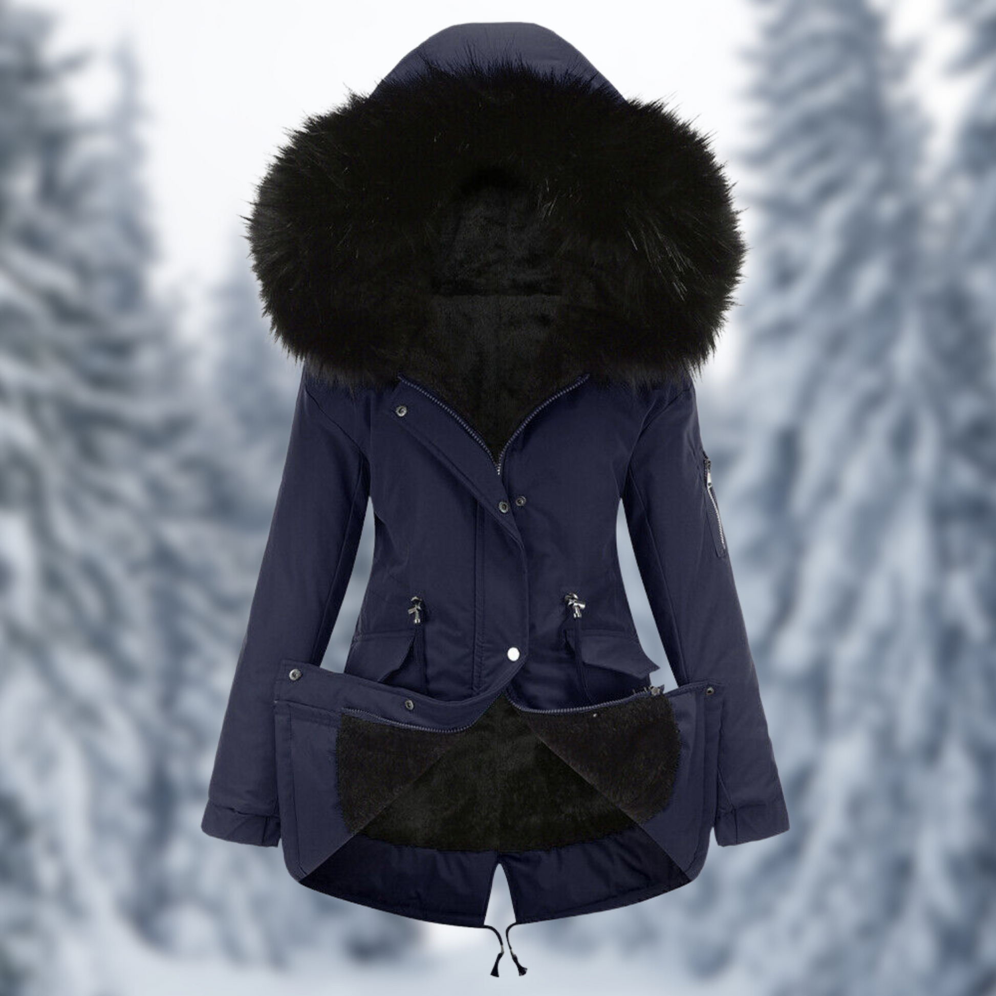 Variant image for Dam Kappa Vinterkappa Elegant Mjuk Pälsfoder-33