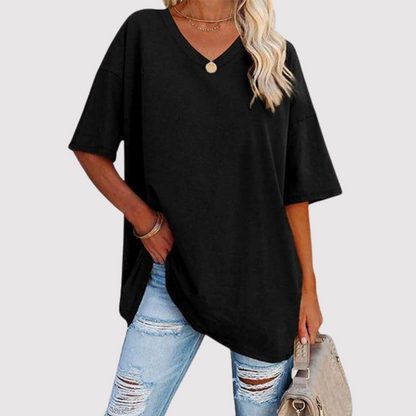 Variant image for Dam Tränings T-Shirt V-ringning Mjuk Bomull-16