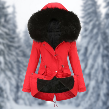 Variant image for Dam Kappa med Pälskrage Mjuk Foder Vinterkappa-1