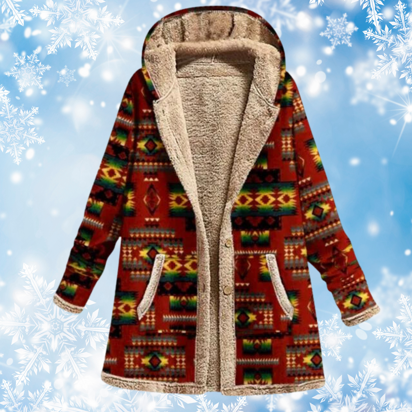 Dam Hoodie Unika Mönster Bekväm Bomullsblandning-4