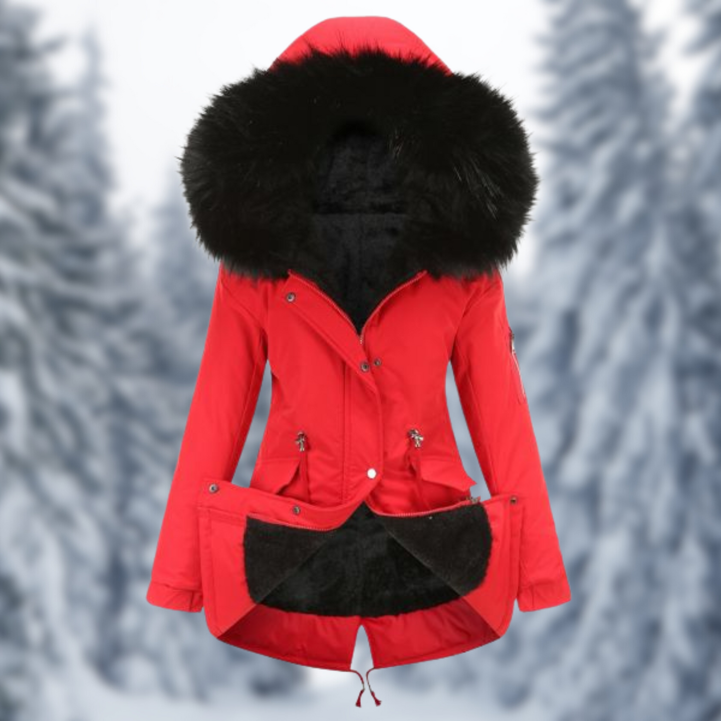 Variant image for Dam Kappa Vinterkappa Elegant Mjuk Pälsfoder-1