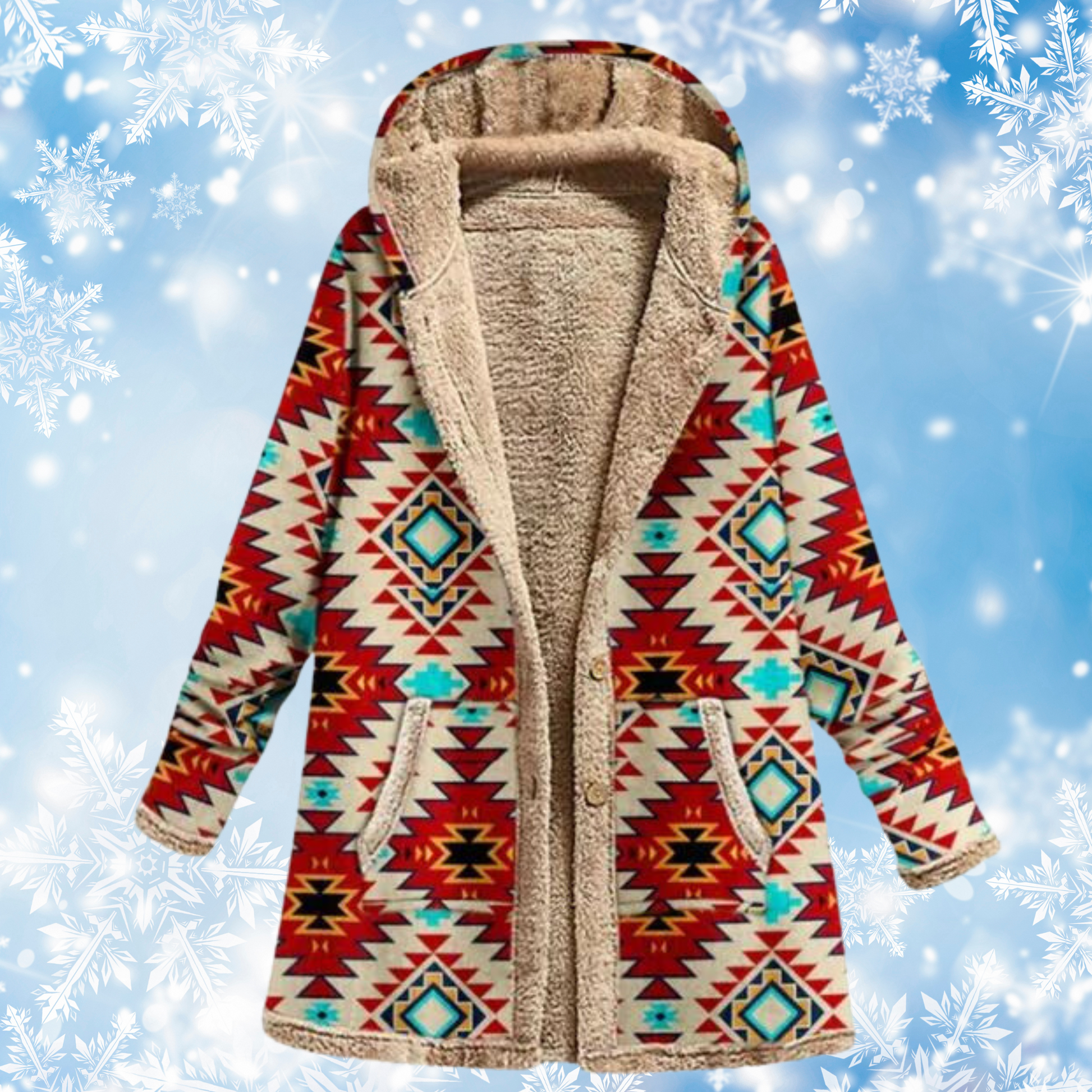 Dam Hoodie Unika Mönster Bekväm Bomullsblandning-6