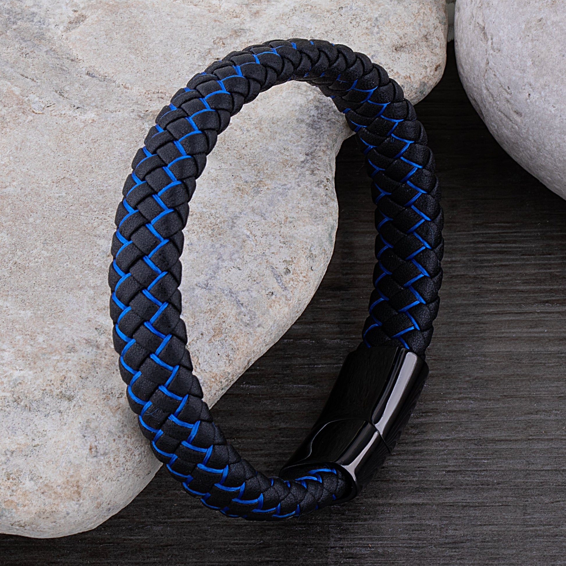 Herr Armband Flätat Läder Rostfritt Stål Elegant Design-5