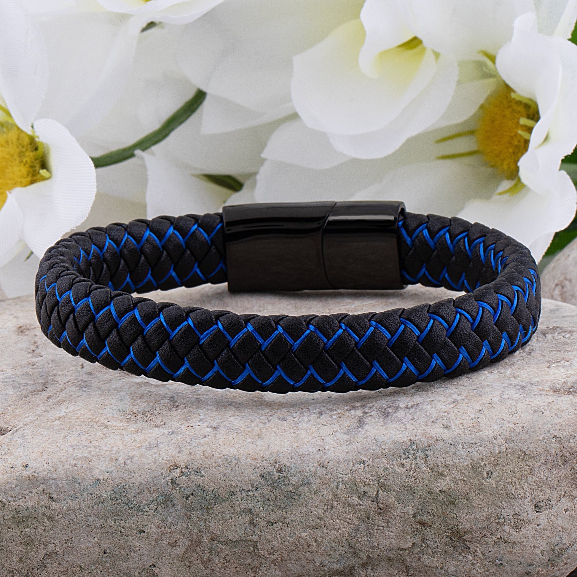 Herr Armband Flätat Läder Rostfritt Stål Elegant Design-6