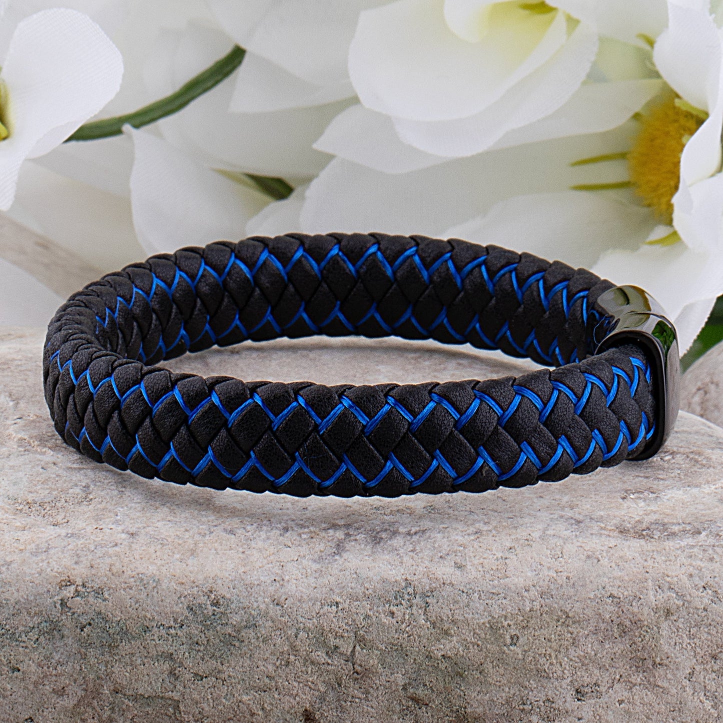Herr Armband Flätat Läder Rostfritt Stål Elegant Design-1