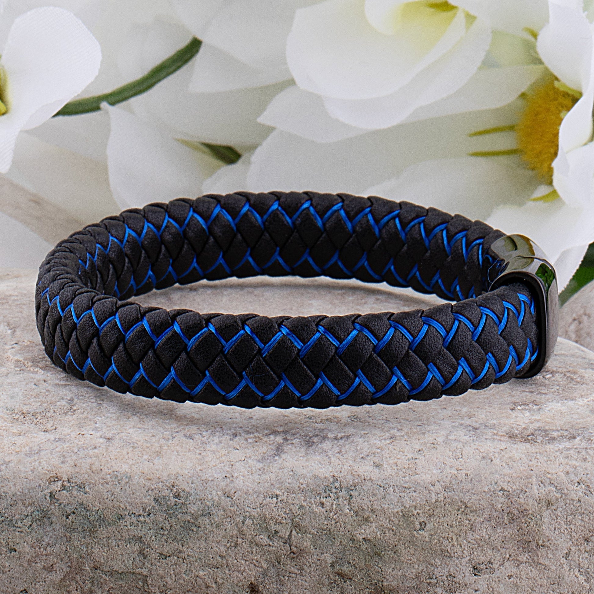 Herr Armband Flätat Läder Rostfritt Stål Elegant Design-1
