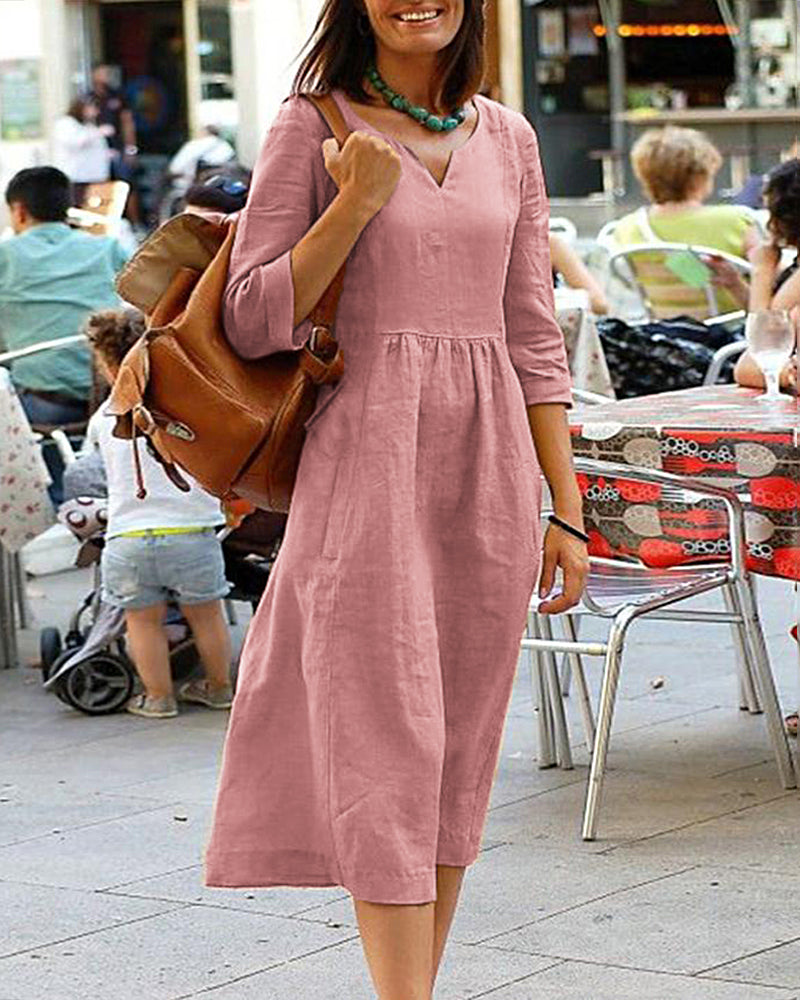 Variant image for Dam Klänning Lätt Linne Tunika Loose Fit Elegant-7