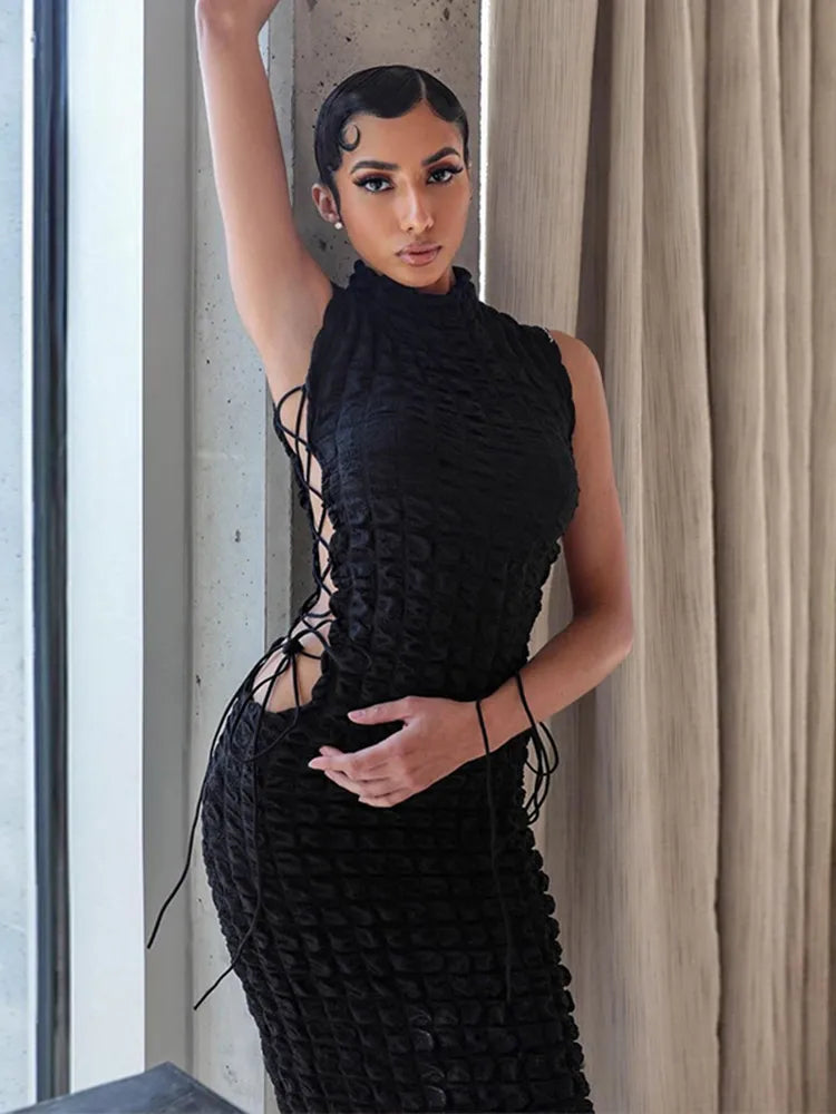 Fina Dam Klänningar Turtleneck Rak Snitt Polyester-2