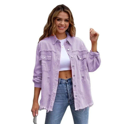 Dam Denimjacka Boho Stil Hållbar Denim 3