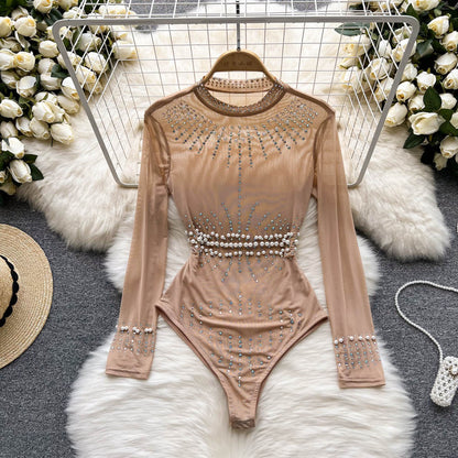 Variant image for Kvinnors Bodysuit Monokrom Polyester Med Rhinestones-2