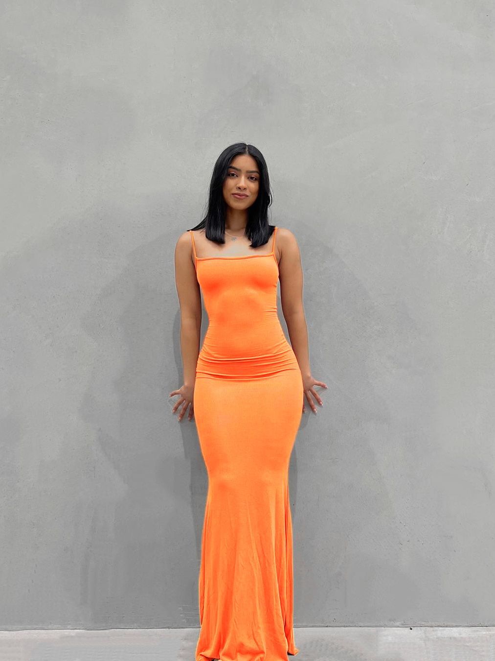 Variant image for Kvinna Lång Klänning Spaghetti Remmar Polyester Kolumnformad-25